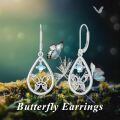 wholesale 925 Sterling Silver Platinum Plated Celtic Knot Butterfly Blue Opal Drop Earrings-0-3