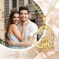 wholesale 14K Gold Heart-Shaped Cat Pendant Necklace with Stars and I Love You Forever Inscription - Gifts for Cat Lovers-0-1