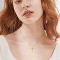 wholesale 14K Gold Created Emerald Angel Wings Cross Pendant Necklace for Women - Mothers Day Gifts-0-1