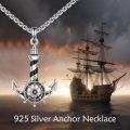 wholesale 925 Sterling Silver Anchor & Lighthouse Pendant Necklace for Men Women Sailor's s-0-5