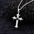 wholesale 925 Sterling Silver Black Onyx Starburst Cross Projection Necklace for Women & Men Personalized Photo Pendant Elegant s -0-1