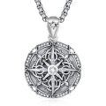 wholesale 925 Sterling Silver Compass Necklace w/ 24 Rolo Chain & CZ Accents - Graduation Gift for Her-0-0
