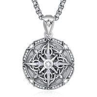 wholesale 925 Sterling Silver Compass Necklace w/ 24 Rolo Chain & CZ Accents - Graduation Gift for Her-Compass-A