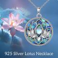 wholesale 925 Sterling Silver Abalone Shell Lotus Flower Chakra Necklace with Moonstone and Filigree Design-0-2