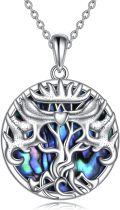 wholesale 925 Sterling Silver Abalone Shell Tree of Life Heart Charm Pendant Necklace Gifts for Women Girls Mom-0-0