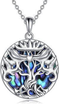 wholesale 925 Sterling Silver Abalone Shell Tree of Life Heart Charm Pendant Necklace Gifts for Women Girls Mom-Abalone Shell Tree of Life