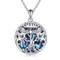wholesale 925 Sterling Silver Abalone Shell Tree of Life Heart Charm Pendant Necklace Gifts for Women Girls Mom-0-0