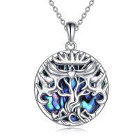 wholesale 925 Sterling Silver Abalone Shell Tree of Life Heart Charm Pendant Necklace Gifts for Women Girls Mom-Abalone Shell Tree of Life