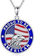 wholesale 925 Sterling Silver Proud to Be an American Eagle & Flag Pendant Necklace-0-0