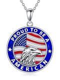 wholesale 925 Sterling Silver Proud to Be an American Eagle & Flag Pendant Necklace-0-0