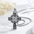 wholesale 925 Sterling Silver Celtic Knotwork Cross Pendant Necklace  Norse Viking Jewelry for Men Women-0-2