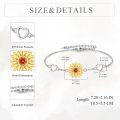 wholesale 925 Sterling Silver Yellow Crystal Sunflower Heart Charm Anklet Jewelry for Women Girls-0-3