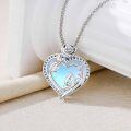 wholesale 925 Sterling Silver Rose Heart Pendant Necklace Wholesale With Blue Inlay And Cz Accents-0-4