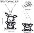 wholesale 925 Sterling Silver Halloween Ghost Skull Cat Skeleton Charm Necklace-0-5