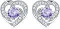 wholesale 925 Sterling Silver Birthstone Heart Stud Earrings Jewelry Gifts for Women-0-0