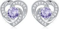 wholesale 925 Sterling Silver Birthstone Heart Stud Earrings Jewelry Gifts for Women-Silver-06-Jun-Zirconia