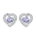 wholesale 925 Sterling Silver Birthstone Heart Stud Earrings Jewelry Gifts for Women-0-0