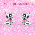 wholesale 925 Sterling Silver Metal Voodoo Doll Stud Earrings - Gothic Horror Skeleton Heart Pendant Jewelry-0-4