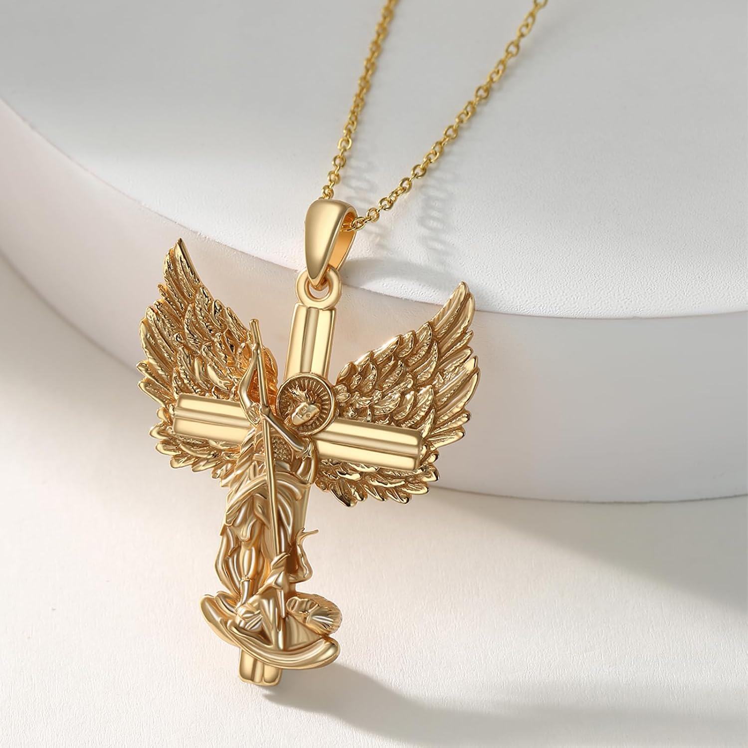Sterling Silver Archangel Saint Michael Necklace for Women Men Amulet Pendant Religious Jewelry Gift-0-2