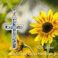 wholesale 925 Sterling Silver Floral Cross with Abalone Shell Inlay and Celtic Knot Design Infinity Heart Love Pendant Necklace for Women Girls  (Blue)-0-5