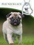 wholesale 925 Sterling Silver Pug Heart Pendant Necklace with Cubic Zirconia and Paw Prints Gifts for Women Girls Pet Lovers-0-5
