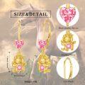 wholesale Gold 925 Sterling Silver Angel Heart Pink Crystal Drop Earrings  for Women Girls-0-1