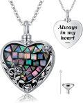 wholesale TOUPOP Heart Locket Necklace/urn Necklace For Ashes 925 Sterling Silver Rose Flower Abalone Shell Jewelry Gifts For Women -0-0