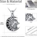 wholesale 925 Sterling Silver Wolf Head Crescent Moon Phases Necklace Gothic Jewelry-0-5