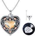 wholesale TOUPOP Rose Flower Urn Necklace For Ashes Heart Crystal Cremation Jewelry For Ashes Flower Memorial Necklace For Girls Women Human Ashes Sterling Silver Urn Necklace For Ashes (gold) -0-0