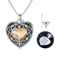 TOUPOP Gold Crystal Rose Flower Urn Necklace For Ashes Memorial Jewelry-undefined