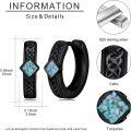 wholesale Black 925 Sterling Silver Turquoise Square Celtic Hoop Earrings 15mm for Women Men Gifts-0-5