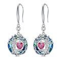 TOUPOP Sterling Silver Austrian Crystal Tree Of Life Birthstone Dangle Earrings-0-0