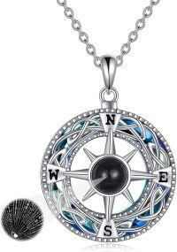 wholesale 925 Sterling Silver Celtic Knot Compass Pendant Necklace with Blue Crystal Gemstone - Graduation Friendship Talisman Travel s for Women and Girls-Crystal 100 Languages