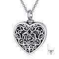 wholesale 925 Sterling Silver Heart Pendant With Rose Design And Chain-0-0