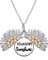 wholesale Sterling Silver Sunflower Locket Necklace for Women Daughter Wife Sister Mom Gift-Silver Sunflower