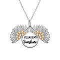 wholesale 925 Sterling Silver Winged Sunflower Pendant Necklaces for Women Girls Gifts-0-5