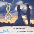 wholesale 14K Gold Infinity Pendant with CZ Stones and Pear Cut Center Stone - 16 Chain-0-5