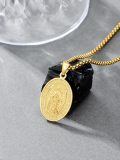 wholesale 925 Sterling Silver Saint Raphael Pendant Necklace Gold Plated Oval Charm-0-2