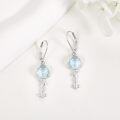 wholesale 925 Sterling Silver Key Shaped Drop Earrings with Blue Opal Stone - Wiccan Goddess  for Women-0-3