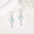 wholesale 925 Sterling Silver Key Shaped Drop Earrings with Blue Opal Stone - Wiccan Goddess  for Women-0-3