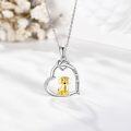 wholesale 925 Sterling Silver 925 Gold-Plated Dachshund Dog in Heart Pendant Necklace-0-1