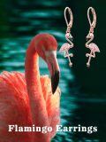 wholesale 925 Sterling Silver Flamingo Drop Earrings Wholesale With Pink Crystal Details-0-3