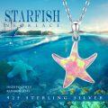 wholesale 925 Sterling Silver Pink Opal Starfish Pendant Necklace Sea Life Jewelry-0-1