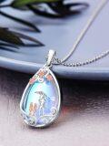 wholesale 925 Sterling Silver Teardrop Blue Moonstone Family Pendant Necklaces for Women Men Girls Boys Kids  Ideas-0-3