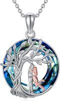 wholesale TOUPOP Hug Couples Necklace 925 Sterling Silver Hug Necklace For Women Tree Of Life Pendant With Bule Crystal Jewelry Anniversary Birthday Gifts For Wife Girlfriend -0-0