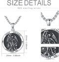 wholesale 925 Sterling Silver Saint Michael Pendant Necklace  with Black Enamel and Crosses-0-1