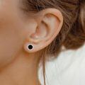 wholesale 925 Sterling Silver Black Onyx Braided Round Stud Earrings Hypoallergenic for Men & Women-0-3