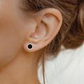 wholesale 925 Sterling Silver Black Onyx Braided Round Stud Earrings Hypoallergenic for Men & Women-0-3