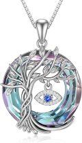 wholesale Sterling Silver Crystal Evil Eye Tree of Life Pendant Necklace - Gold Plated-0-48