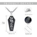 wholesale 925 Sterling Silver Blackened Gothic Coffin with Hugging Skeletons Pendant Necklaces for Men Women Halloween Gifts-0-2